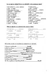 English Worksheet: Adverbs and  Adjectives