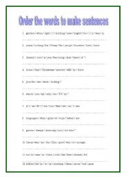 English Worksheet: Order the words to make sentences