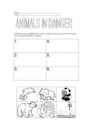 English worksheet: ANIMALS IN DANGER 2