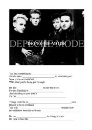 English Worksheet: Depeche mode - gap fill