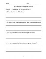 English worksheet: Homer Price-Questions 