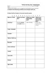 English worksheet: What do they do?