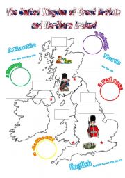 English Worksheet: The UK: cut-and-paste activity for young learners (2 pages, fully editable)