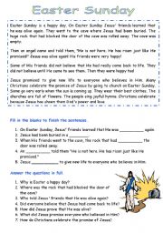 English Worksheet: Easter Comprehension