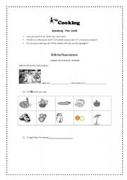 English worksheet: Cooking - lead-in