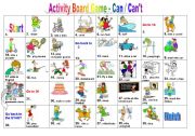 English Worksheet: Can / Cant  Boardgame