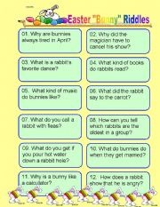 English Worksheet: Easter Riddles with Key