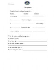 English Worksheet: past progressive worksheet