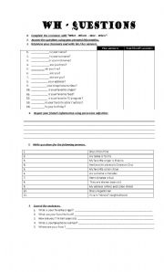 English Worksheet: Wh Questions