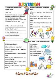 English Worksheet: REVISION FOR THE 4TH GRADE