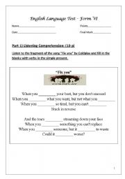 English Worksheet: TEST FOR A2 LEVEL