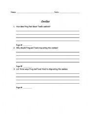 English worksheet: Frog and Toad, Cookies comprehension check