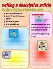 English Worksheet: practice writing a descriptive article
