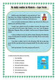 English Worksheet: daily routine - a girl from CAPE VERDE