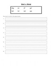 English Worksheet: Short o words