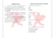 English worksheet: Valentines day reading