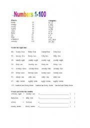 English Worksheet: Numbers 1-100