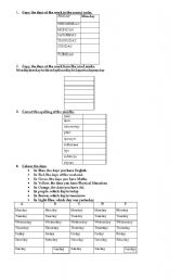 English worksheet: days and colours