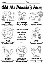 English Worksheet: Old Mc Donals farm