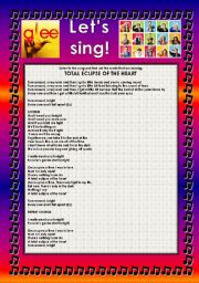 English Worksheet: GLEE SERIES  SONGS FOR CLASS! S01E17  FIVE SONGS  FULLY EDITABLE WITH KEY!