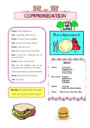 English Worksheet: COMMUNICATION: AT THE RESTAURANT