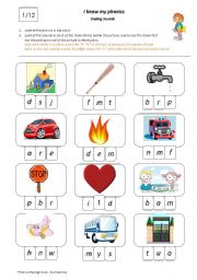 English Worksheet: I Know My Phonics: Ending Sounds 1/12