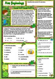 English Worksheet: New Beginnings