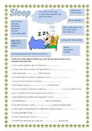 English Worksheet: Sleep