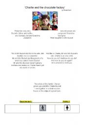 English Worksheet: Charlie and the Chocolate Factory: reading comprehension about family 