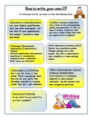 English Worksheet: How to write a CV