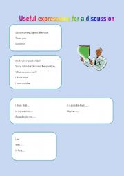 English worksheet: useful expressions for a conversation