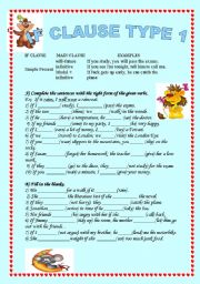 English Worksheet: CONDITIONALS IF CLAUSE TYPE 1 