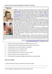 English Worksheet: Tattoos