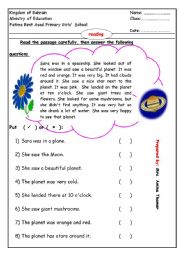 English Worksheet: To space