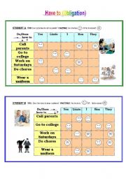 English Worksheet: Have to (Obligation) Pairwork