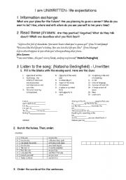 English Worksheet: I am Unwritten- life expectations