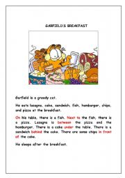 English Worksheet: Garfields breakfast