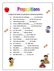 English Worksheet: Prepositions