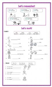 English Worksheet: TO BE- 3er person singular and plural