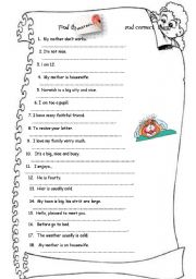 English Worksheet: Correct your mistakes!