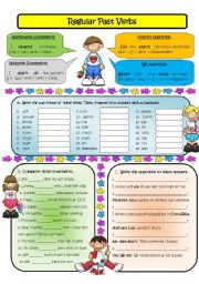 Regular Past Verbs (B&W) With Answers