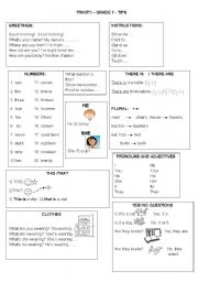 English Worksheet: TRINITY GRADE 1 - TIPS