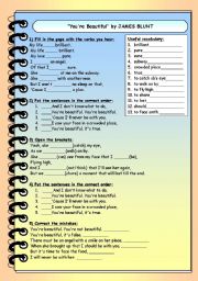 English Worksheet: Youre Beautiful by JAMES BLUNT