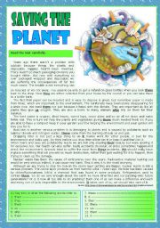 English Worksheet: Saving the planet