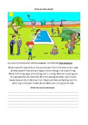 English Worksheet: Present Continuous Tense (What are they doing?)