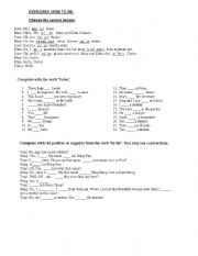 English Worksheet: Verb -to be