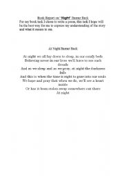 English worksheet: poem of the book night by eli wizel