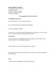 English worksheet: five paragraph essay peer review sheet