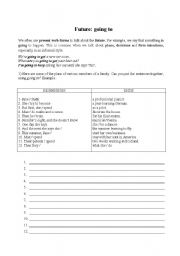 English Worksheet: BE GOING TO (Explanation + exercise)