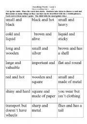 English Worksheet: Adjectives game